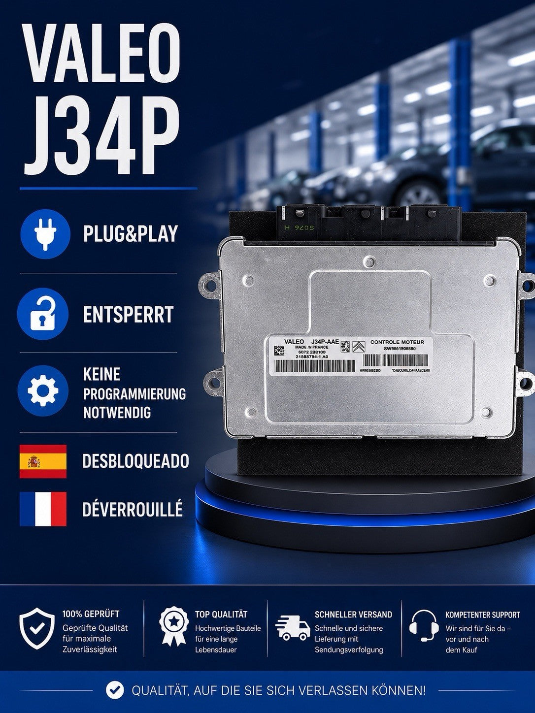 Plug&Play ENTSPERRT Peugeot ECU Steuergerät SW9661960880 HW9655883280