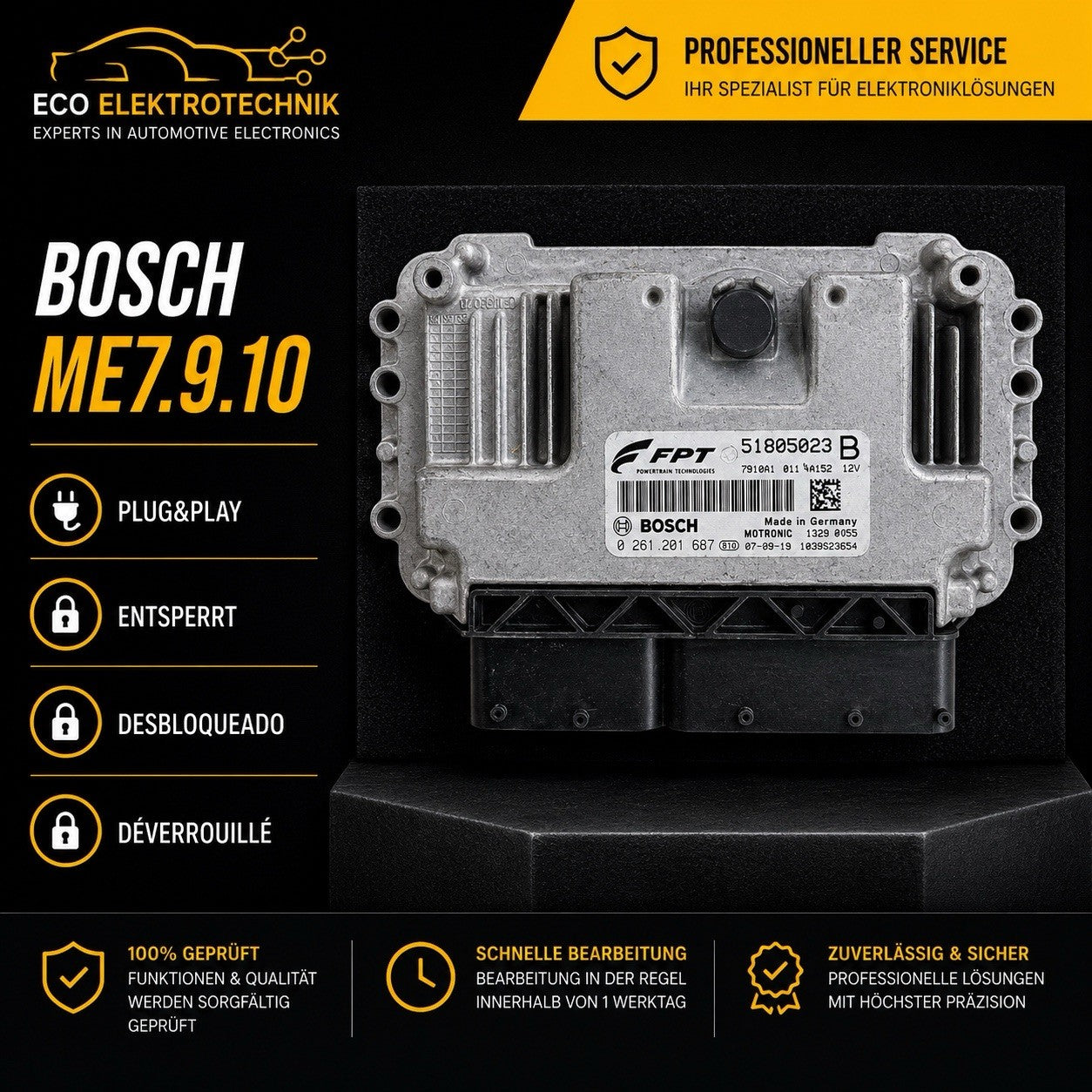 Plug&Play ENTSPERRT FIAT BRAVO 1.4 ECU MS  51824196B 0261201687