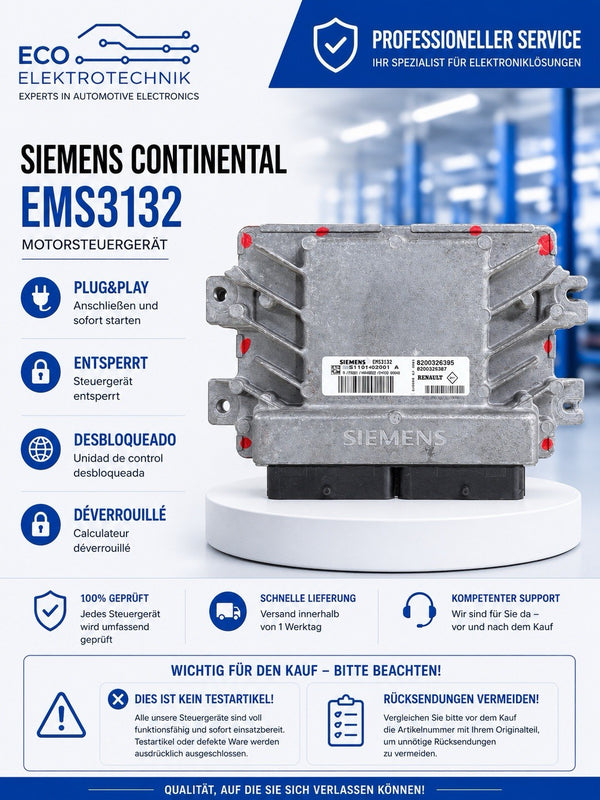 Plug&Play ENTSPERRT Renault Clio II 1.2 ECU MS S110140201A 8200326395