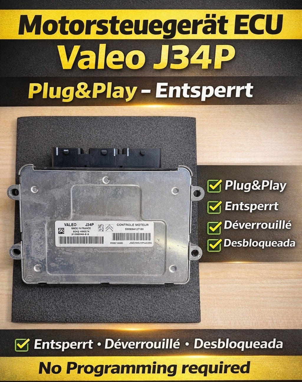 Plug&Play ENTSPERRT Peugeot Citroen 1,4 ECU , MS 9651696680 SW9664127180