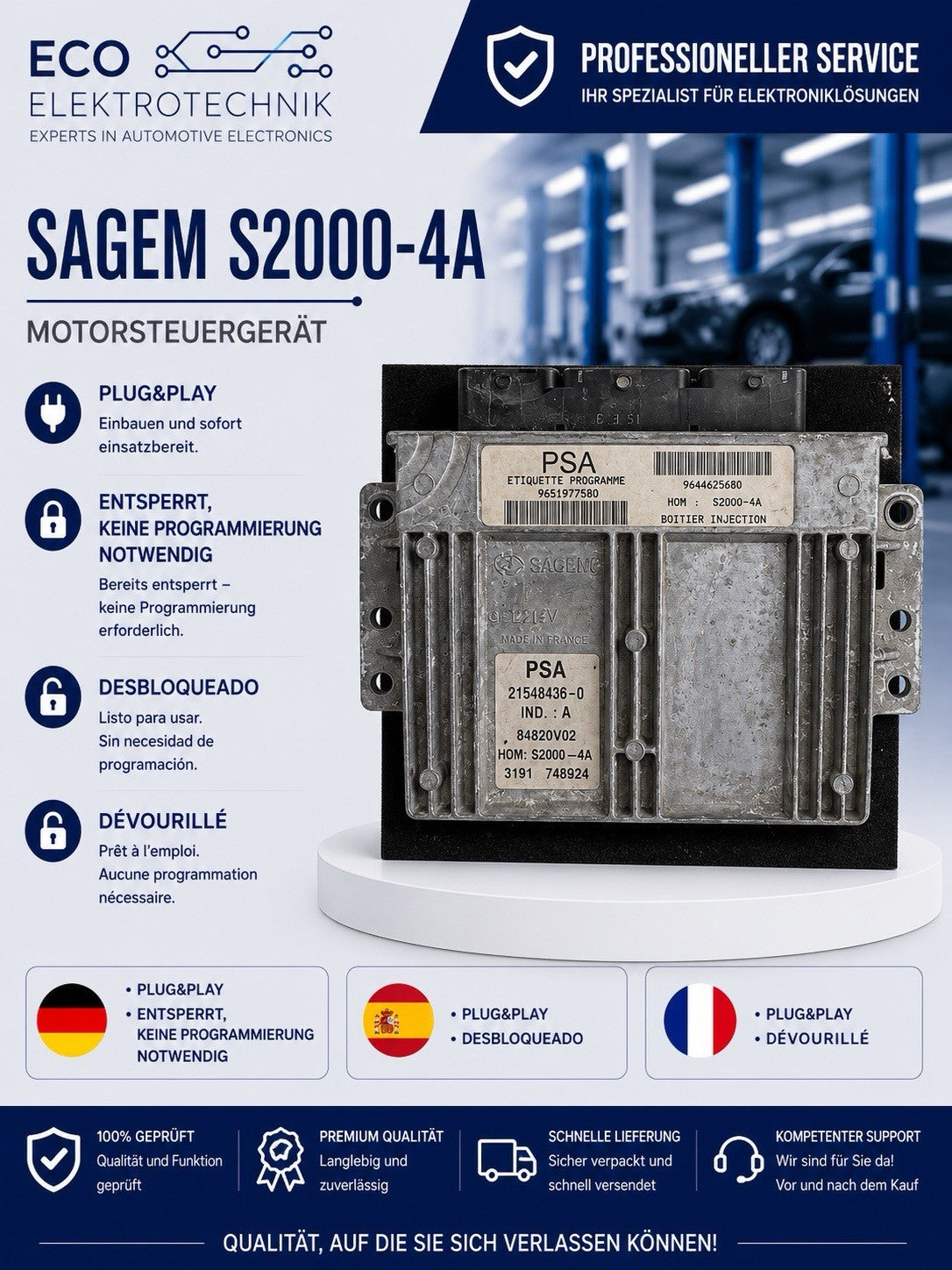 Plug&Play Peugeot 206 1.4 ECU MS 9651977580 21584436-0 9644625680