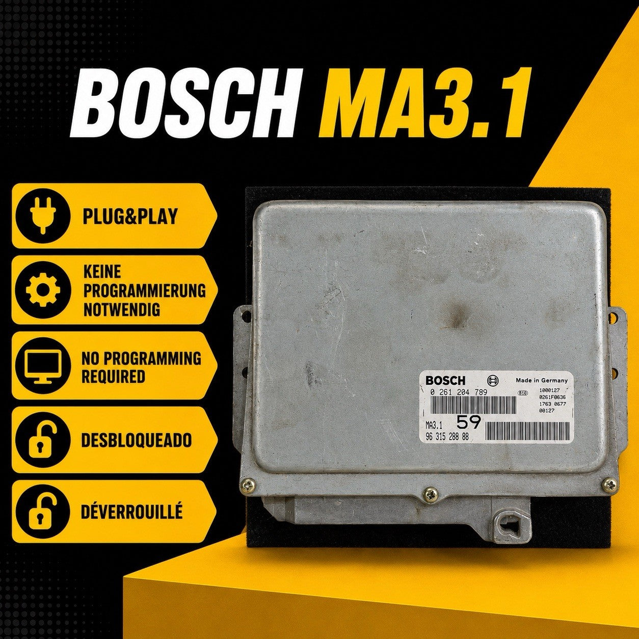 Plug&Play ENTSPERRT Peugeot Partner 1.1i 44kW ECU MS 9631528880 0261204789