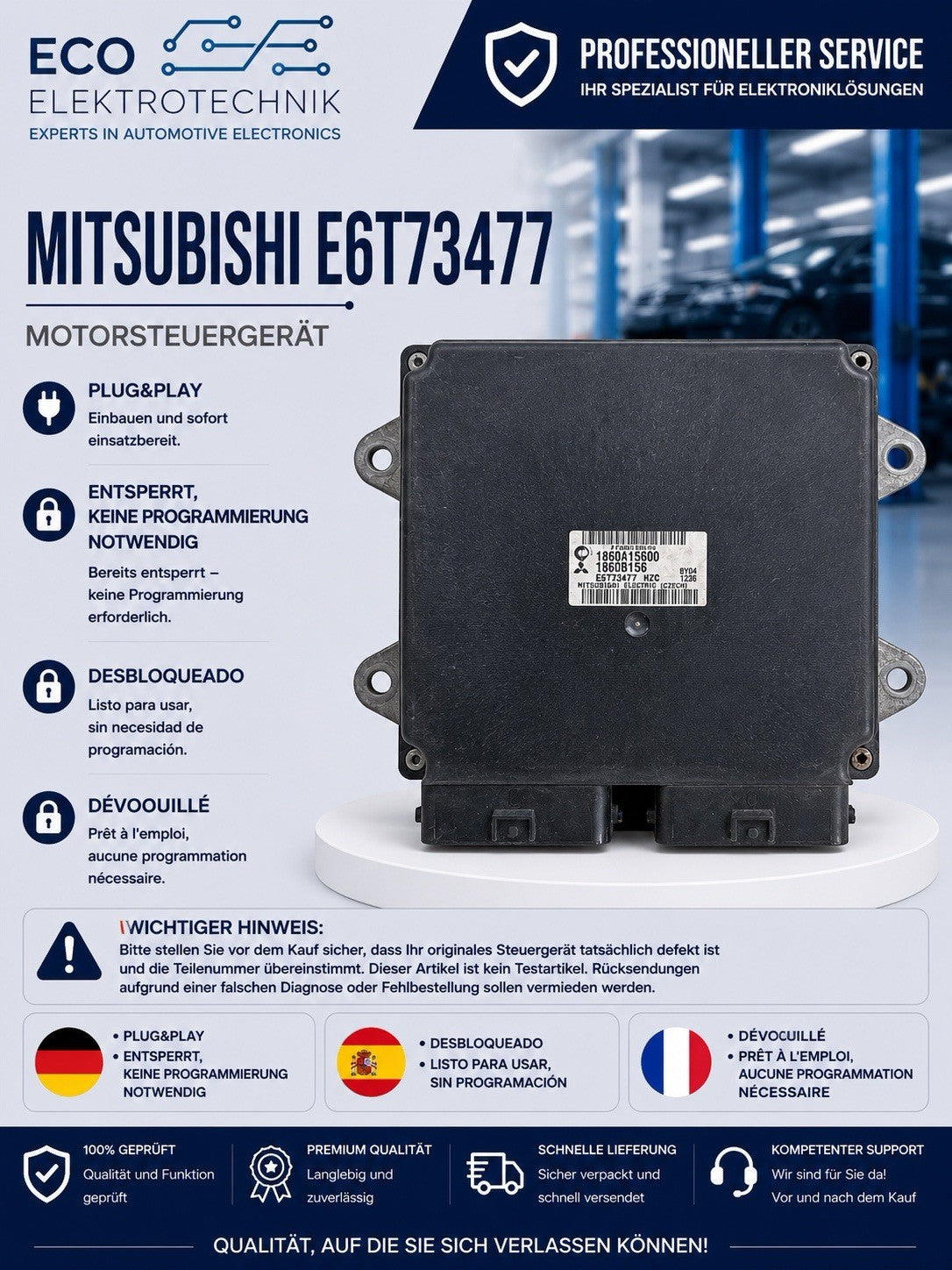 Plug&Play Entsperrt Mitsubishi Colt ECU MS 1860115600 1860B156 E6T73477