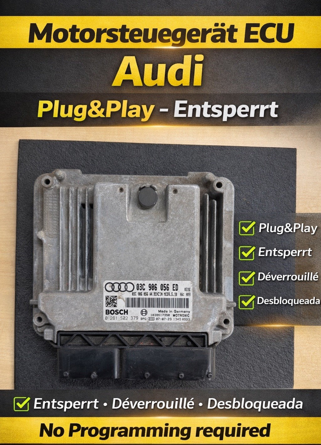 Plug&Play ENTSPERRR AUDI 1.6 FSI 03C906056ED ECU MS 0261S02379