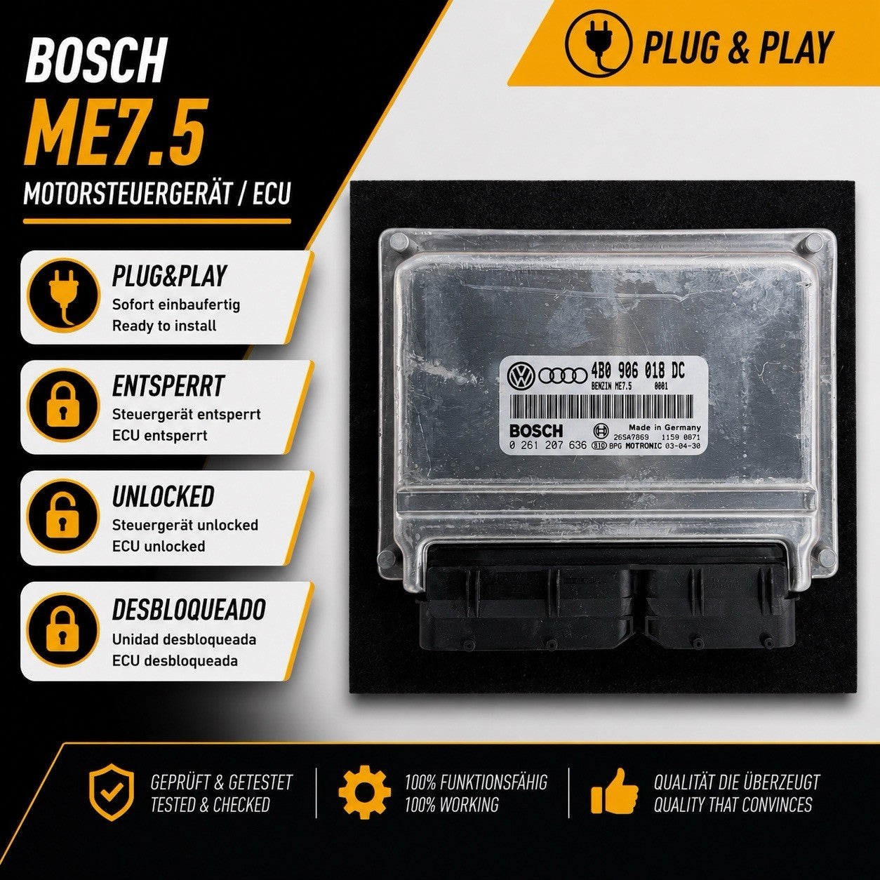 Plug&Play ENTSPERRT VW Audi 1.8T 4B0906018DC 0261207636