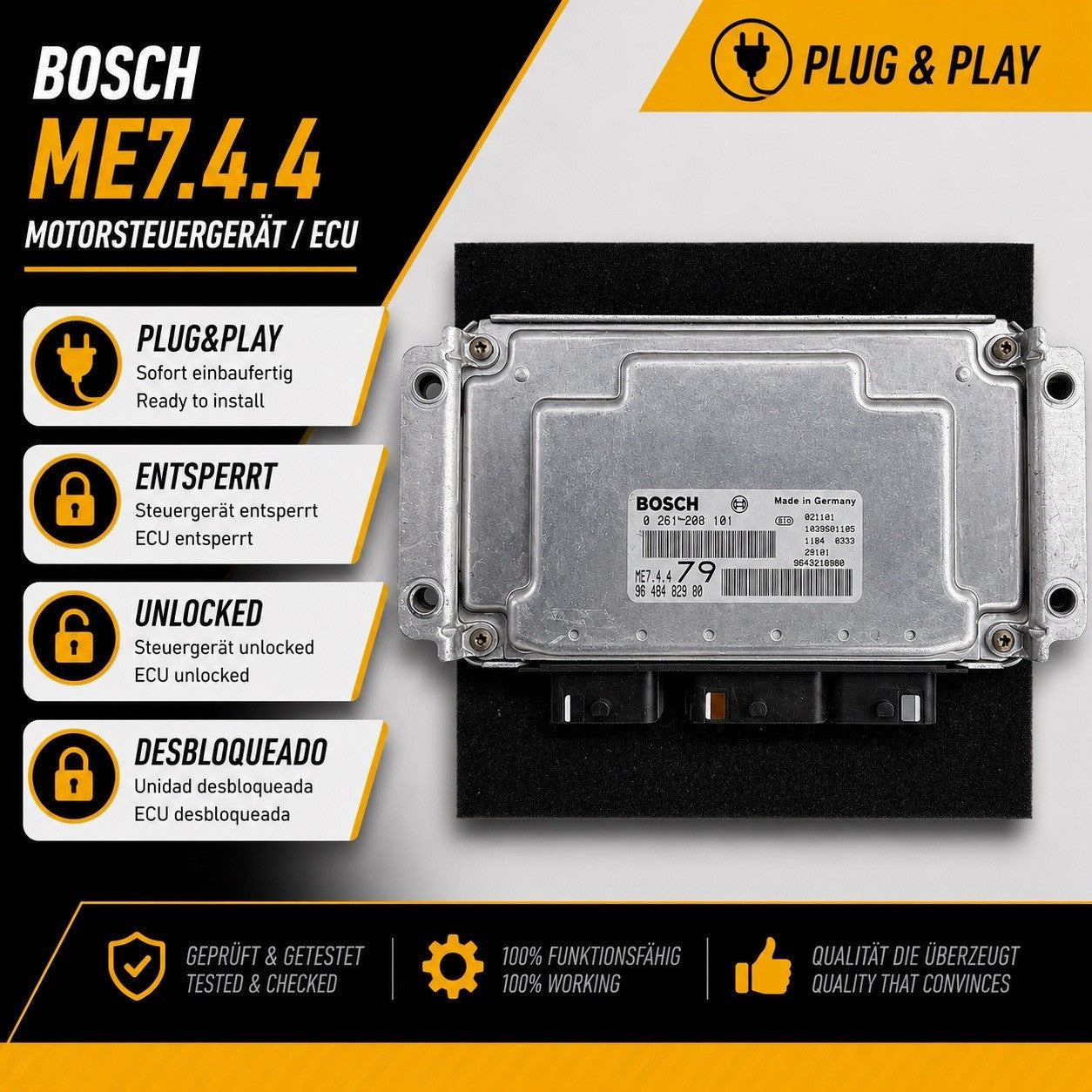 Plug&Play ENTSPERRT Peugeot 206 ECU MS Bosch 0261208101 /9648482980