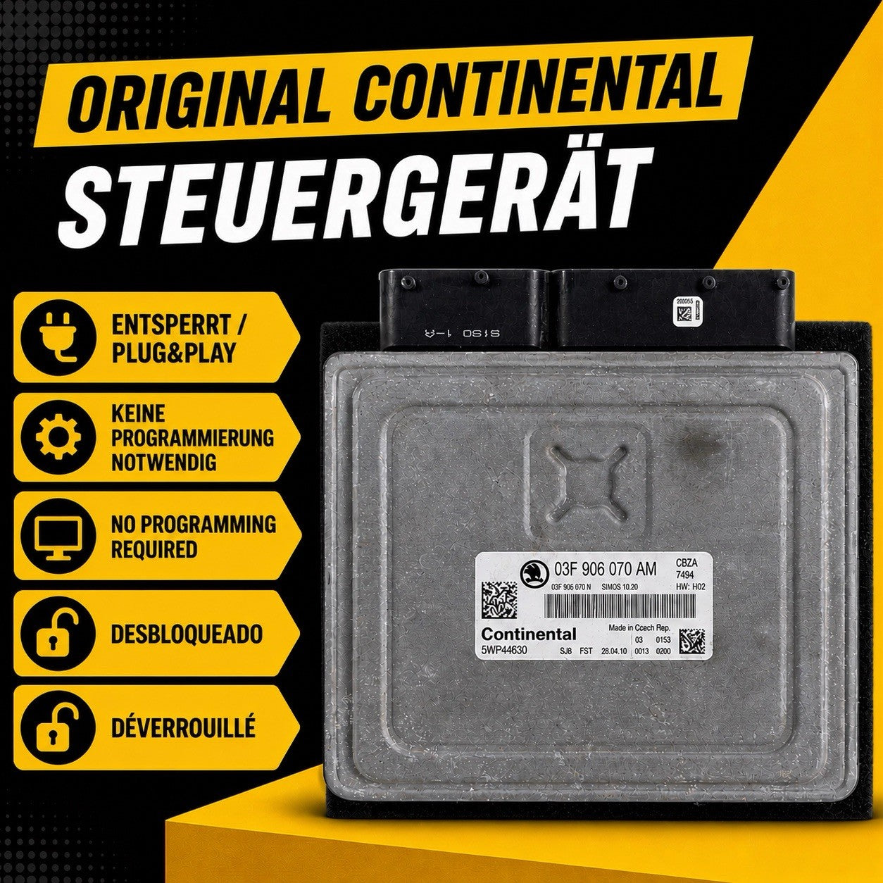 Plug&Play Entsperrt Skoda Fabia 5J 1.2 TSI 77kw 03F906070AM CBZA