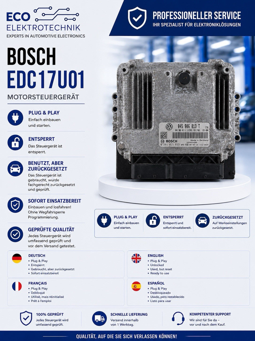 Plug&Play ENTSPERRT Seat Ibiza 6J 1.4 TDi ECU MS 0281015033 045906013T