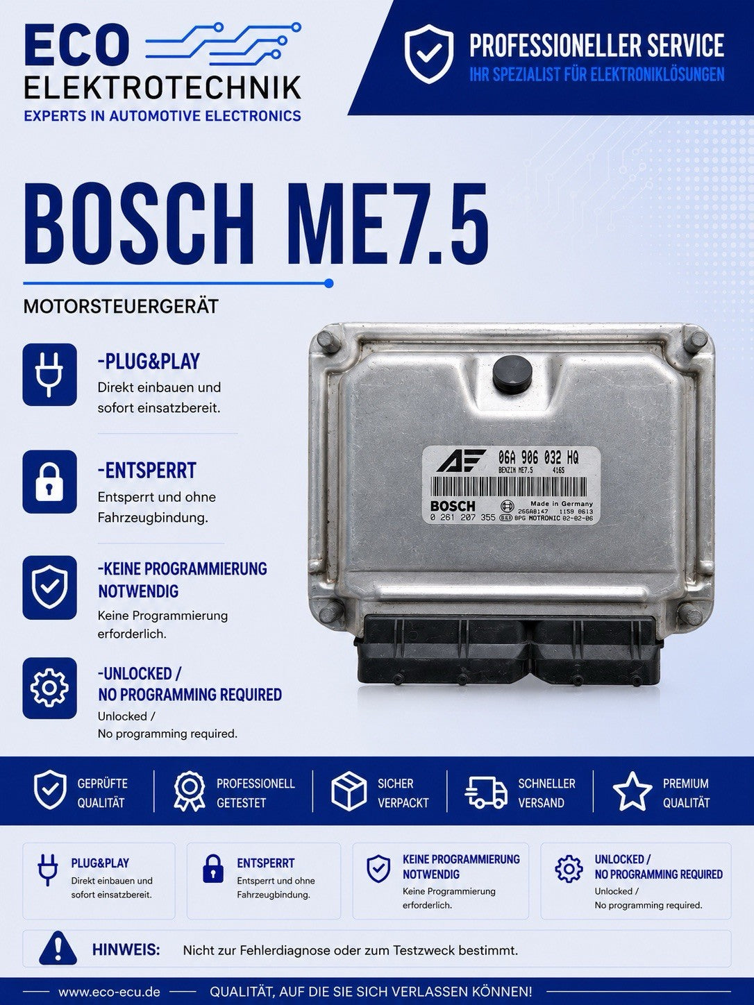 Plug&Play ENTSPERRT VW Sharan 1.8T ECU MS 06A906032HA  0261207355