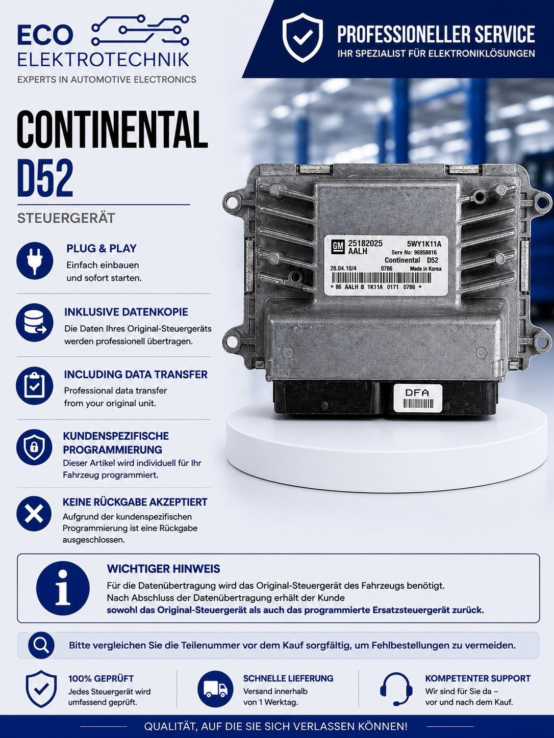 PLUG&PLAY INK Programmierung Chevrolet Motorsteuergerät 25182025 96958816