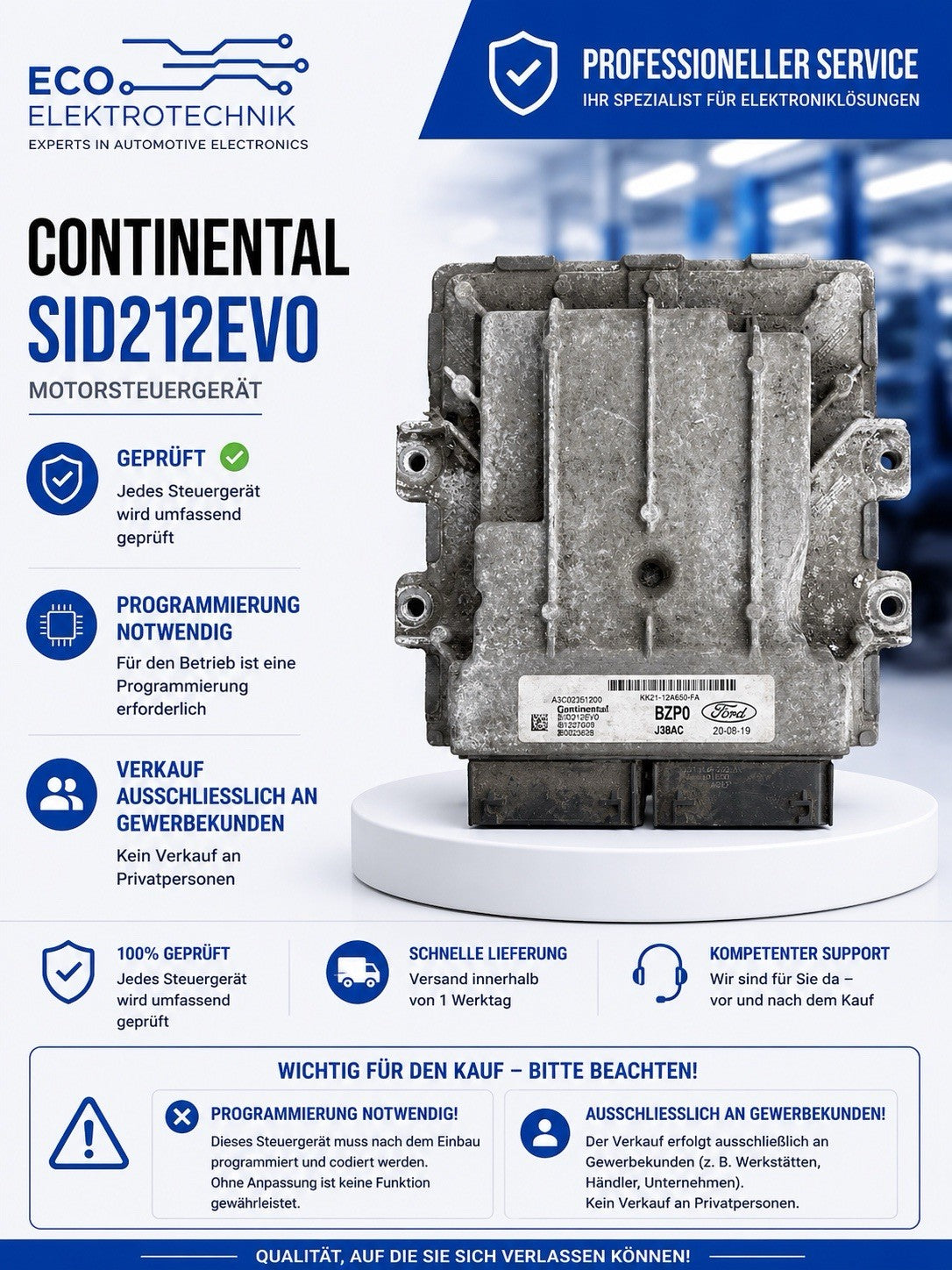 Geprüft Ford Transit 2.0 TDCi ECU MS A3C02351200 KK21-12A650-FA