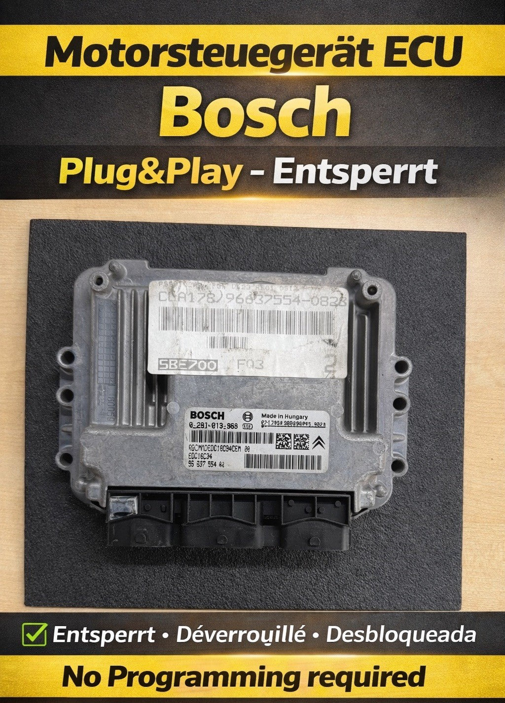 Plug&Play ENTSPERRT Peugeot 207 1.6 HDi ECU MS 0281013868 9663755480