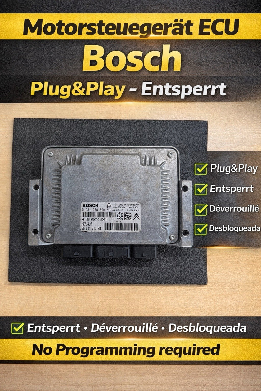 Plug&Play ENTSPERRT Peugeot Citroen C5 ECU MS BOSCH 0261208598 9648554780