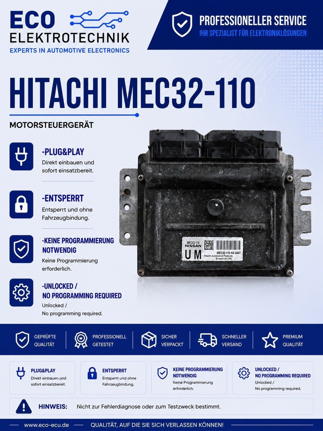 Plug&Play ENTSPERRT NISSAN MICRA 1.2 ECU MS MEC32-110 K4 4407 , MEC32-110