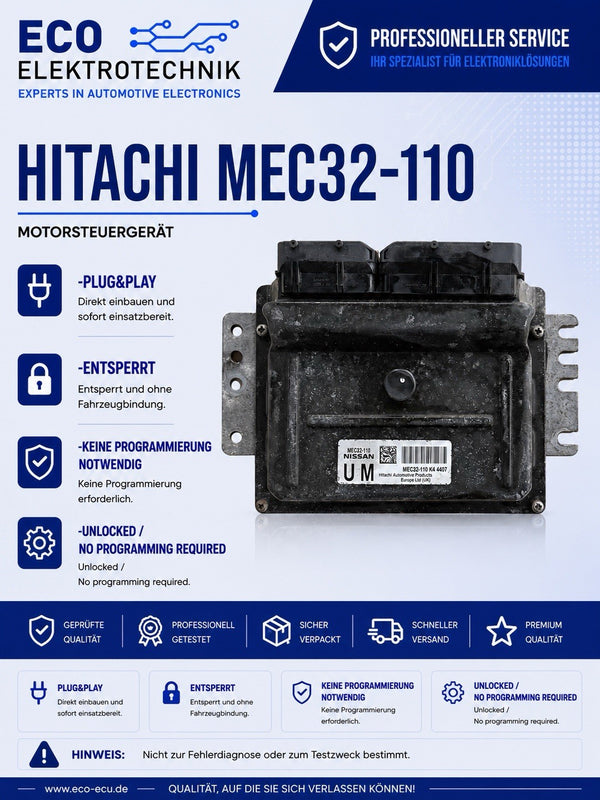Plug&Play ENTSPERRT NISSAN MICRA 1.2 ECU MS MEC32-110 K4 4407 , MEC32-110