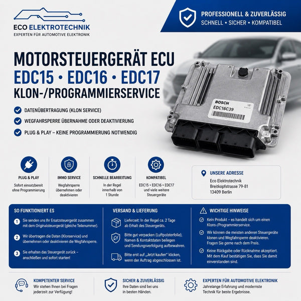 Bosch EDC15 EDC16 EDC17 Klonservice | Datenübertragung | ECU Clone | Plug & Play