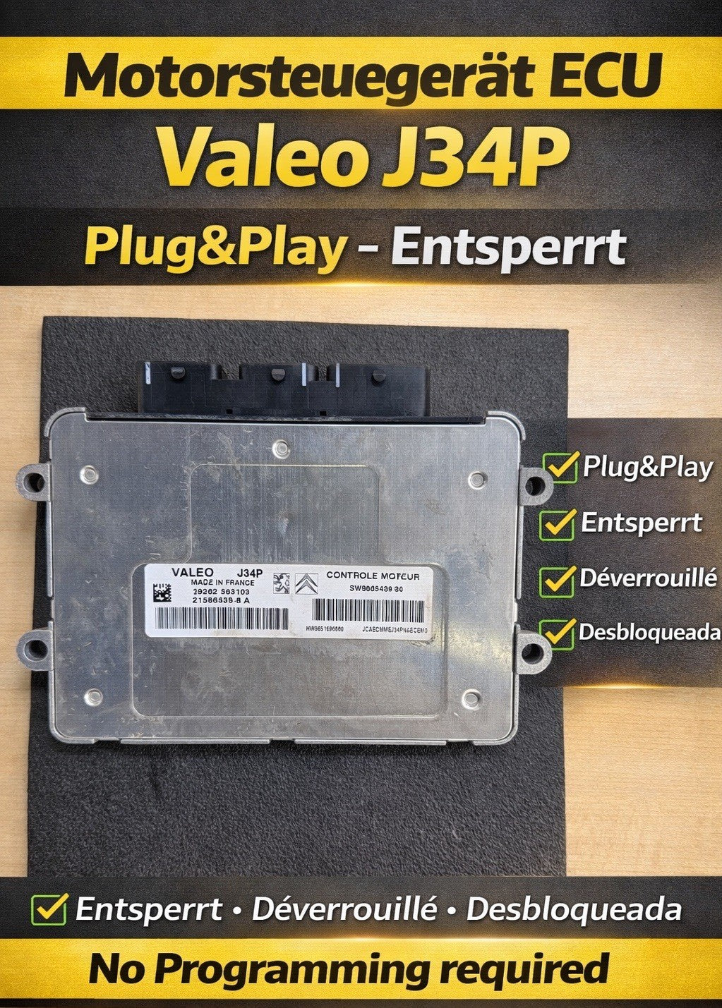 PLUG&PLAY Entsperrt Peugeot ECU Motorsteuergerät SW9665424480 HW9651696680