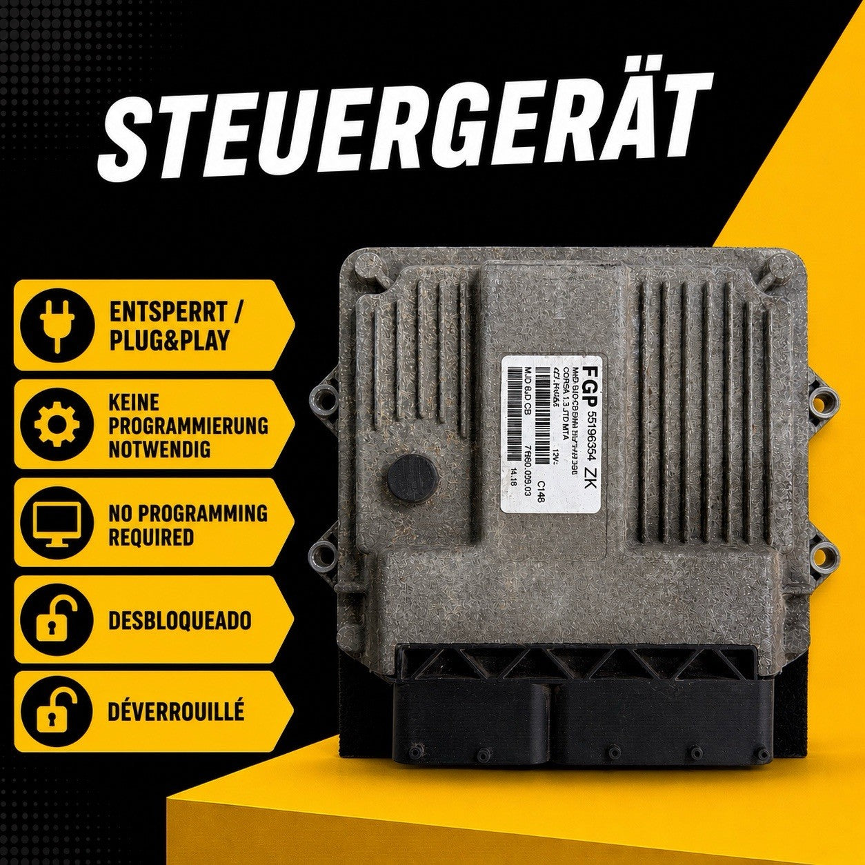Plug&Play ENTSPERRT OPEL CORSA C 1.3 CDTI ECU MS 55196354 MJD6JO.CB