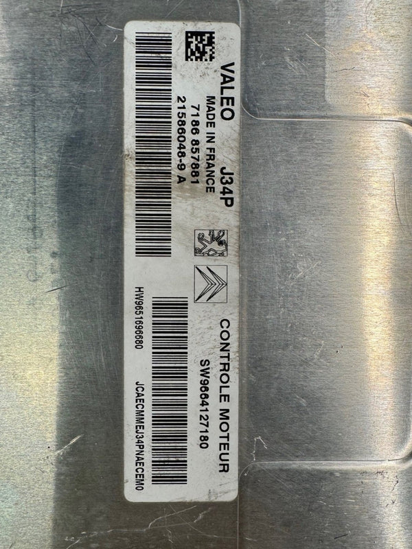 ملف IMMO OFF، ملفات منع تشغيل المحرك معطلة بيجو Valeo J34P HW 9651696680 SW 9664127180 ترقية البرنامج 9665050580 21586048-9A