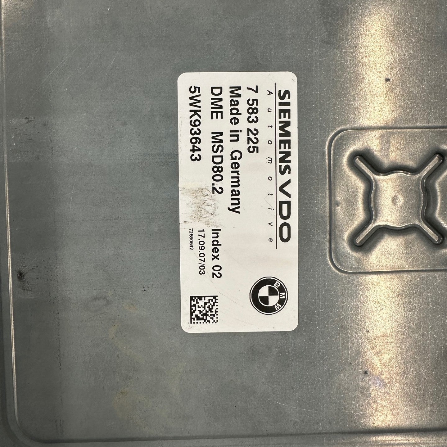 Original Files BMW Siemens VDO MSD80.2 7583225 5WK93643 HW 07595182 SW 07627874