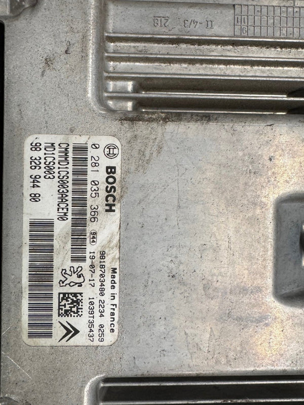 ملفات أصلية Citroen , Peugeot , Bosch MD1CS003 0281035366 9832694480 HW 9818703480 SW 9818703480 ترقية البرنامج 9693680480