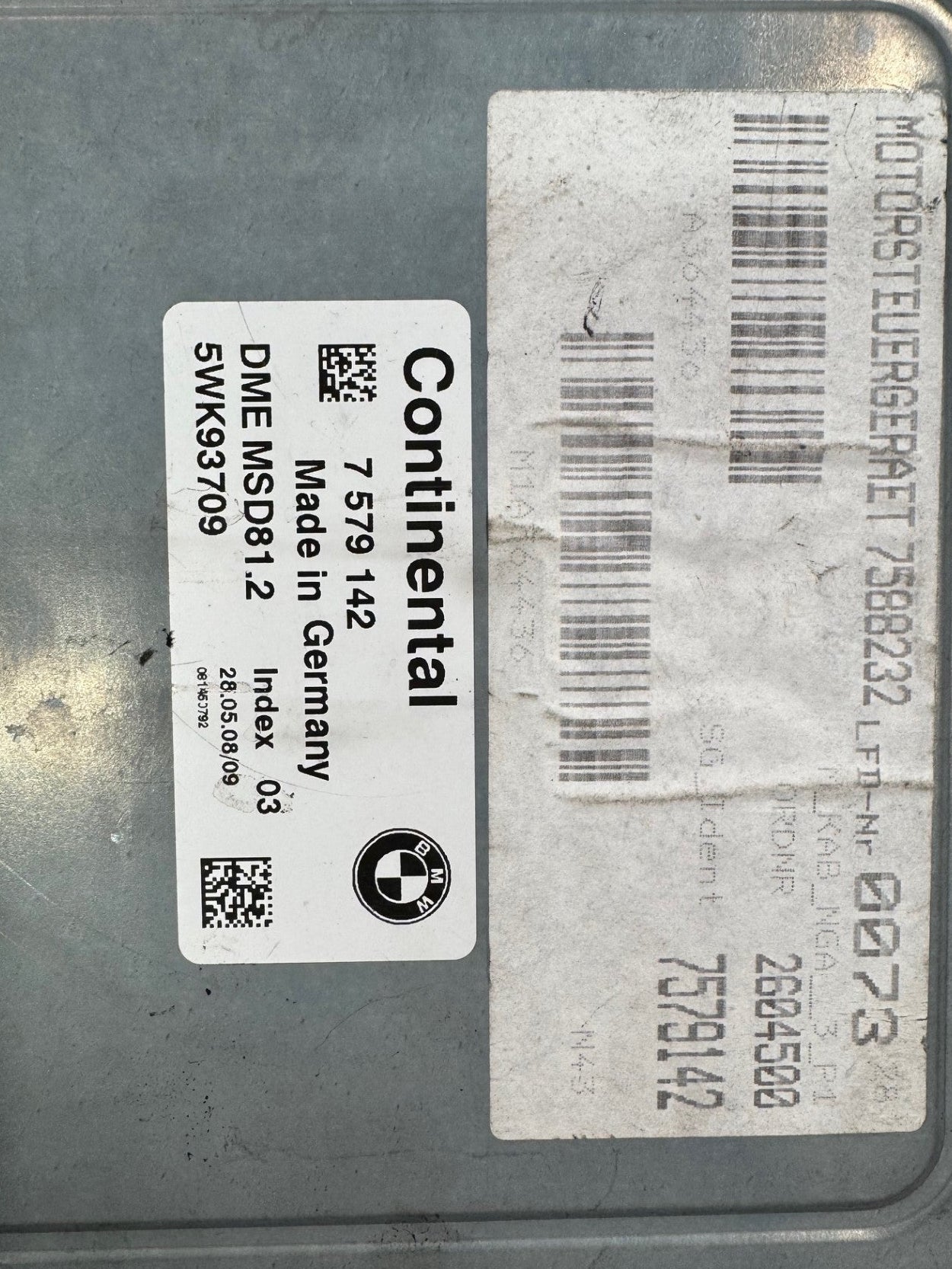 Original Files BMW Continental MSD81.2 7579142 5WK93709 HW 0862567 SW 08687988