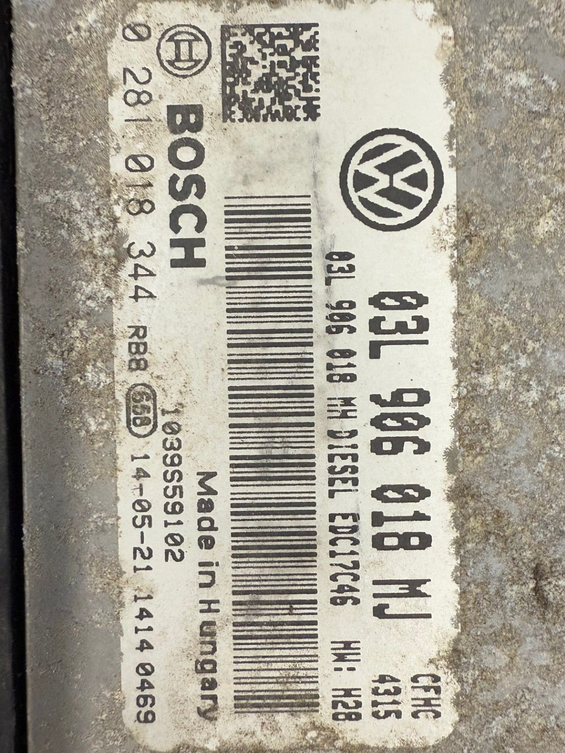 Original Files Skoda Yeti Bosch EDC17C46 03L906018MJ 9977 040083A06261  0281018344  BOSCH EDC17C46 TC1767