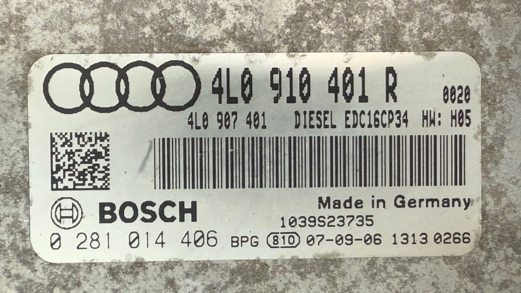Original Files Audi Q7 3.0L V6 TDI Bosch EDC16CP34 4L0910401R 0281014406 SW 1037390614  Software Upgrade 4L0910401R 0020