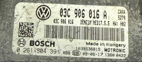 ملف إلغاء Immo، ملفات مانع تشغيل المحرك، فولكس فاجن جولف 1.4 TSI 03C906016A 03C906016 بوش MED17.5.5 0261S04391 برنامج 1037509790