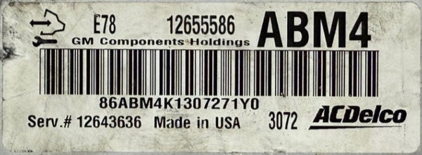 Opel GM AC Delco E78 1265586 ABM4 HW 12647136 Software 12655493  Software upgrade 55592938