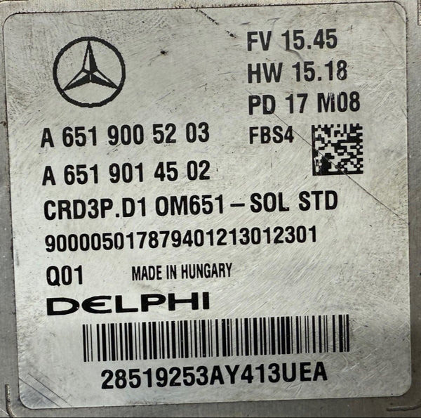 الملفات الأصلية ، ملفات وحدة التحكم بالمحرك مرسيدس C-Class W205 Delphi CRD3P.D1 A6519005203 A6519014502 HW 6519042300 SW 6519023103 ترقية البرنامج 6519035860