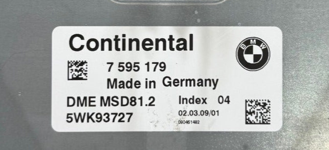 Original FIles BMW Siemens Continental MSD81.2 OEM 7595179 5WK93727  Hardware 07621178 Software 07624678