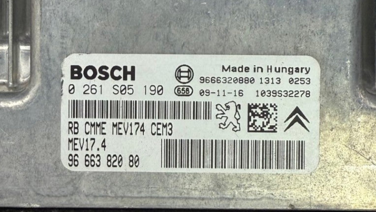 Immo Off File , Wegfahrsperre File  Peugeot 207 CC 1.6 16V  Bosch MEV17.4 0261S05190 9666382000 HW 9666320880  SW 9666319780  Software upgrade  9667099180