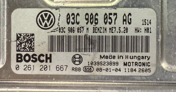 الملفات الأصلية فولكس فاجن بولو كروس 03C906057AG 0261201667 Bosch ME7.5.20 HW 0261201667 SW 1037384711 تحديث البرنامج 03C906057AG 0704