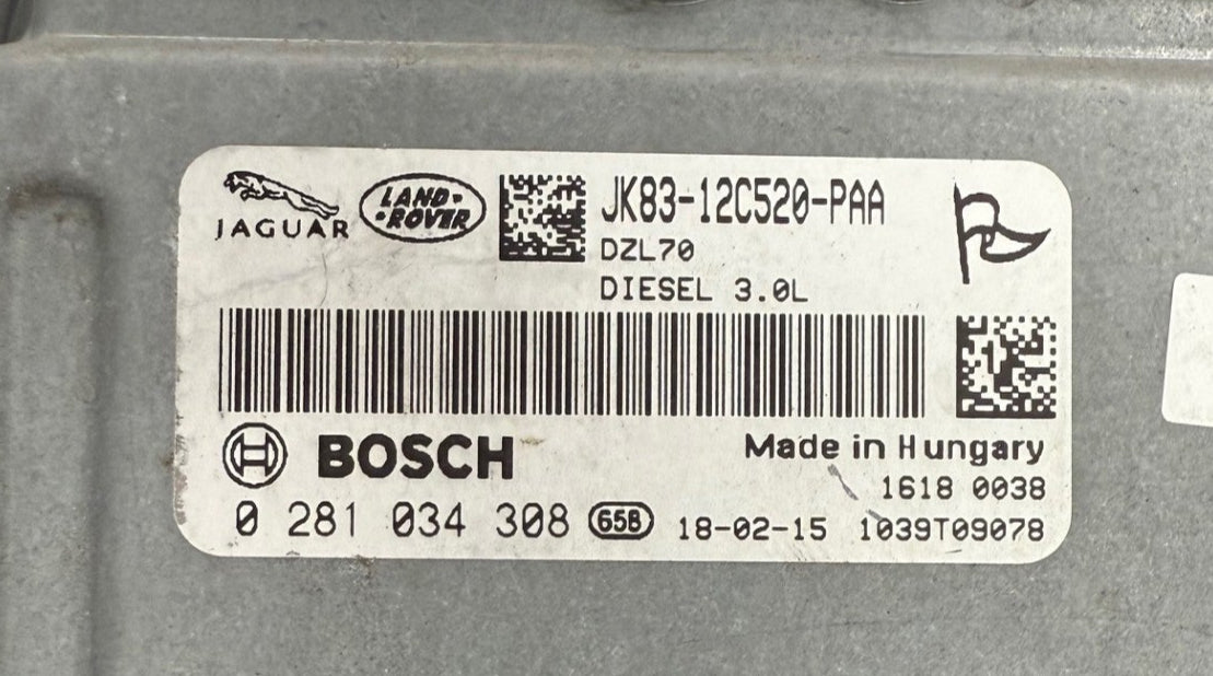 Original Files Land Rover Sport Velar  Diesel 3.0L  Bosch EDC17CP55  0281034308  HW JK8312C520PAA  SW JK8314C204PAA  J8A212K532PND