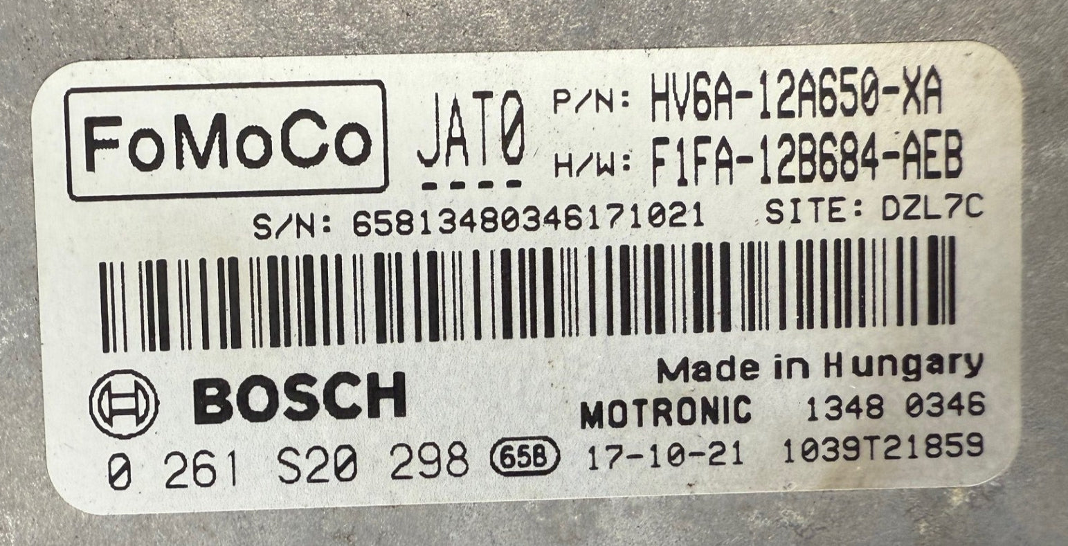 Original files Ford Transit 1.0 GTDI 100 HP Bosch MED17.0.1 0261S20298 OEM HV6A-12A650 F1FA-12B684-AEB .  HW F1FA-12B684-AE . Software HV6A-12A650-XA