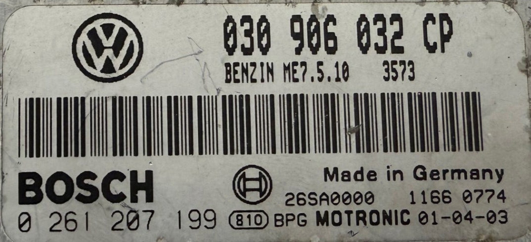 Immo Off File , Wegfahrsperre Dateien  VW Lupo Polo 1.0L Bosch ME7.5.10 030906032CP 0261207199 . HW 0261208838 . SW 1037372157 . Software upgrade 030997032CP 6445