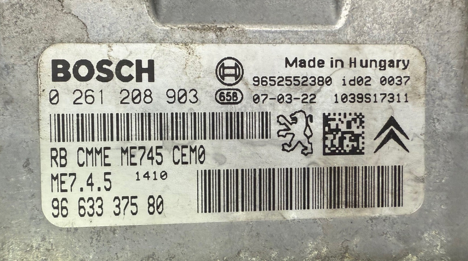 Original Files Citroen C3 1.6  9662126680 Bosch ME7.4.5 HW 0261208903 SW 1037381946 Software upgrade 9663337580 ST10F275 , EEPROM ST95320
