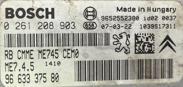 Immo Off File , Wegfahrsperre Dateien  Citroen C3 1.6 16V 9662126680 Bosch ME7.4.5 HW 0261208903 SW 1037381946 Software upgrade 9663337580