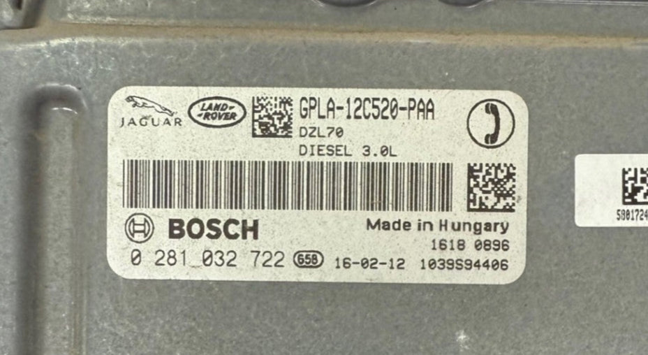Original Files Jaguar F-Pace 3.0 V6 D , 221 KW 300 PS HP , Bosch EDC17CP55 0281032722 Software  10SW003590   GPLA-12C520-PAA , HW , SW GPLA14C204PAB , HK8312K532PCJ