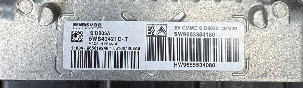 Immo Off File Peugeot 307 , 2.0 HDi  , 100 KW 136 PS , Continental SID803a HW 9655534080 SW 9663384180 Software upgrade 966338418 , Hardware 5WS404201D