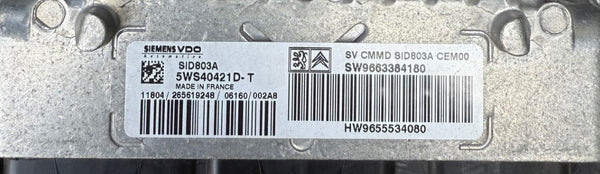 Immo Off File Peugeot 307 , 2.0 HDi  , 100 KW 136 PS , Continental SID803a HW 9655534080 SW 9663384180 Software upgrade 966338418 , Hardware 5WS404201D