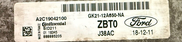 Continental SID211  Ford Transit 2.0 TDCi  Continental SID211 A2C19042100 , GK21-12A650-NA HW JK2A12A650ANA Software GK2112A650NA