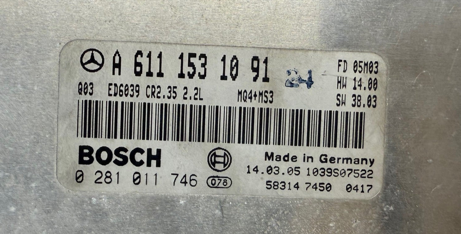 Virgin Eeprom File  95P08 Mercedes Sprinter Bosch EDC15C6 A6111531091 0281011746