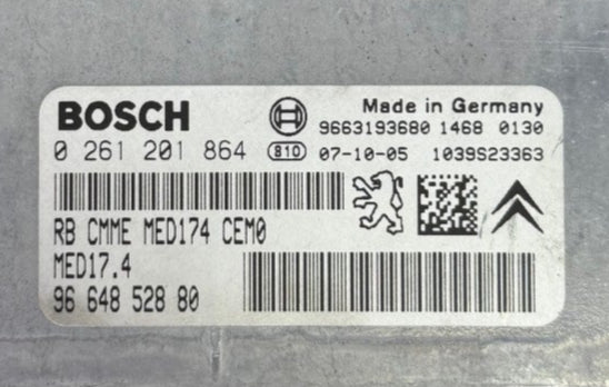 Peugeot 207 1.6L GTI Turbo ,  Bosch MED17.4 0261201864  9664852880  , HW  9664852880  , SW 966319368 , Software upgrade 9665536480