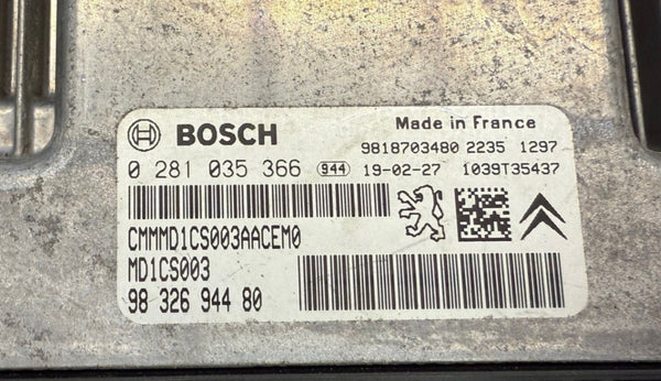 Peugeot Rifter 1.5 HDI 96 KW  130 PS HP Bosch MD1CS003 0281035366  9832694480 ,  HW 9818703480 SW 10SW041331     Software upgrade  9698124480