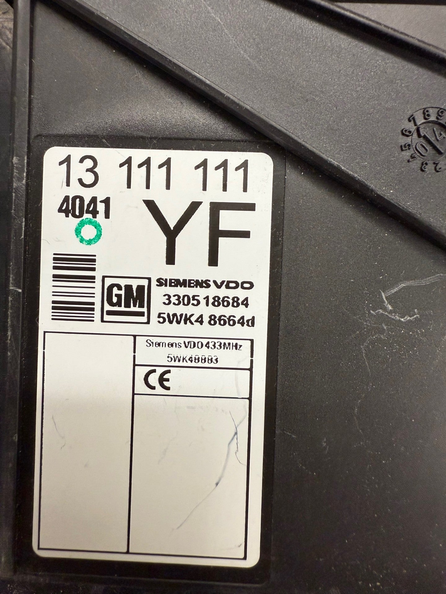 Opel BCM Dump with immobiliser Pin Code  13111111  YF , 330518684  , 5WK48664d , ST93C66