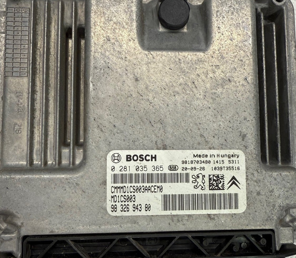 Original files Peugeot 5008 1.5 96 KW , 130 PS HP  Bosch MD1CS003 0281035365  9832694380  HW 9818703480  SW  9818703480 10SW041437 10SW078190  Software upgrade 9695043080