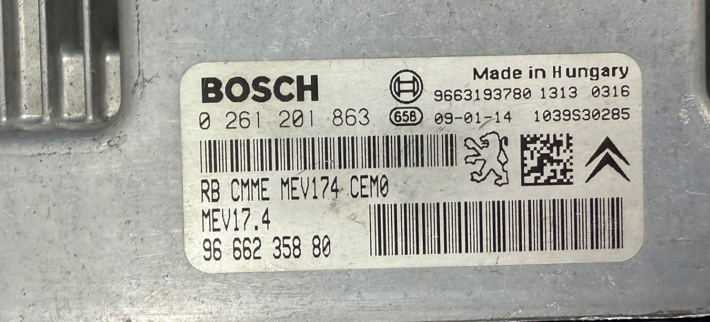 Immo Off File , Wegfahrsperre Dateien Peugeot Bosch MEV17.4 Bosch 0261201863  9666235880  HW 9666235880  SW 9663193780  Software upgrade  9666460680