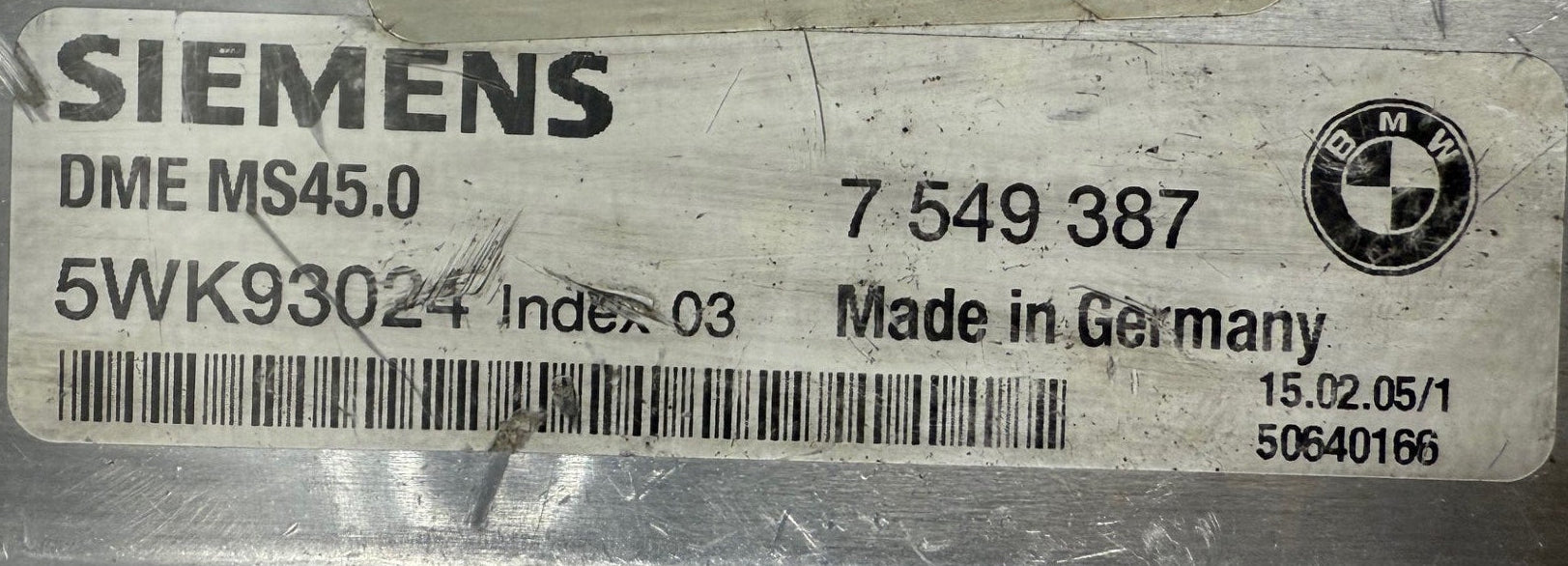Original ECU Files BMW 2.5i DME MS45.0  7549387  5WK93024  Hardware  07549387  Software upgrade  07550077